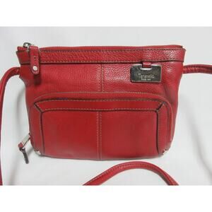 Tignanello Red Leather Organizer Crossbody Bag w Front Zip Wallet